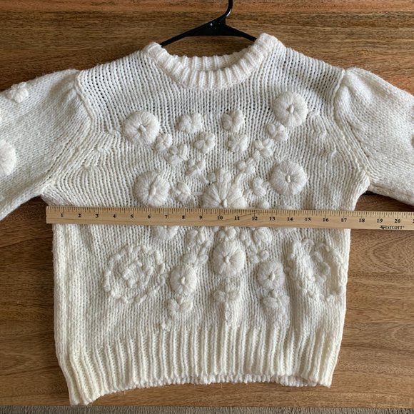 BLOGGER FAV ZARA Women Floral Embroidered Knit Sweater 1957/002, White, Size M - Picture 5 of 6